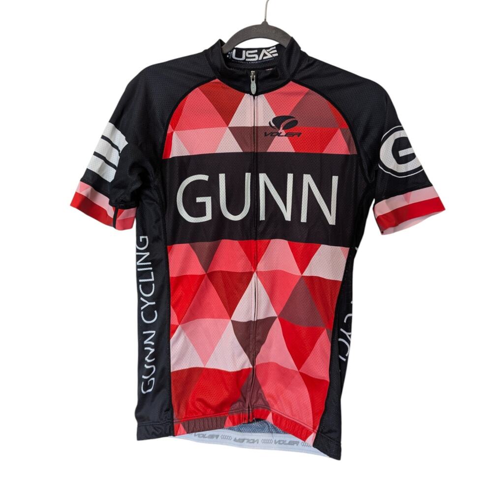 Voler USA Gunn Cycling Red Black Zip Up Race Raglan Cycling Jersey Medium